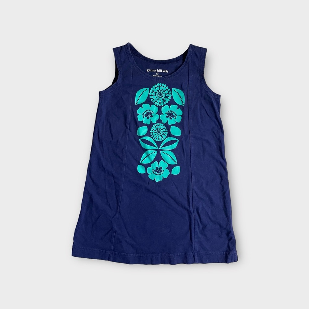 Garnet Hill Floral Blue Tank Dress